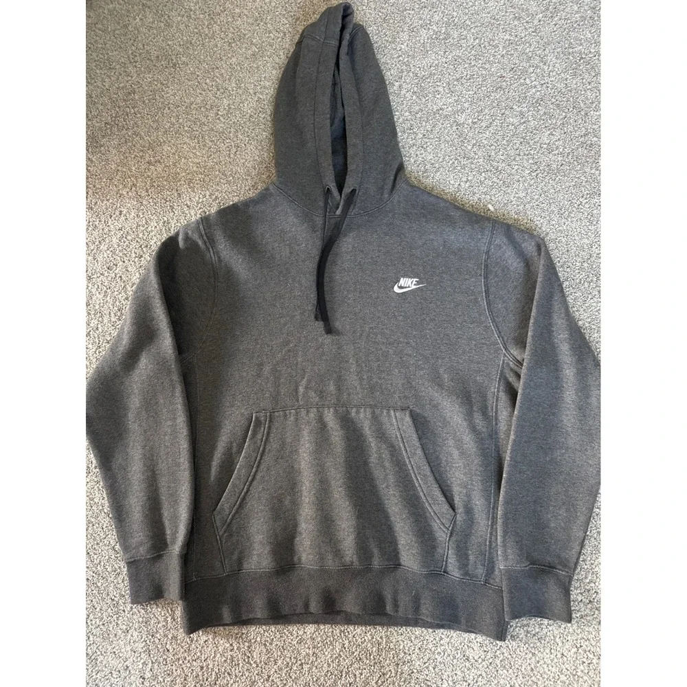 Nike Mens Sportswear Club Fleece Hoodie Charcoal Grey BV2654-071 Medium